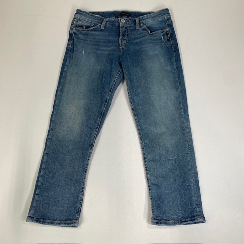Silver Jeans Suki Capri Distressed Denim Jeans W30 L22